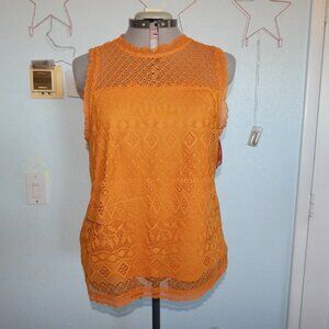 Xhilaration Plus Size XL Full Bloom Gold Top Blouse Shirt Lace Boho Bohemian NWT